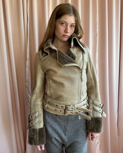 Japanese Brand Belted Shearling Jacket