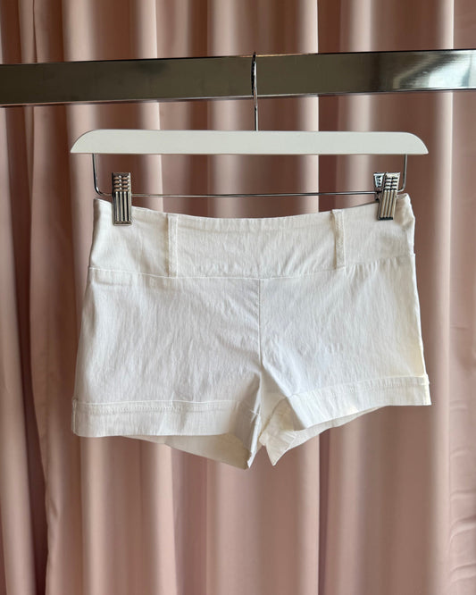 2000's Seduction White Low Rise Mini Shorts