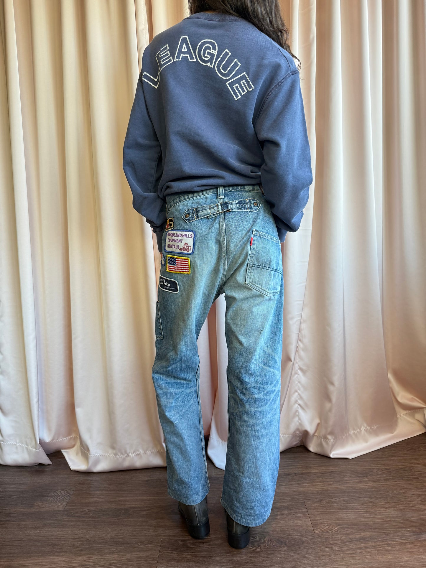 Japanese Brand Patched Buckle Back Denim