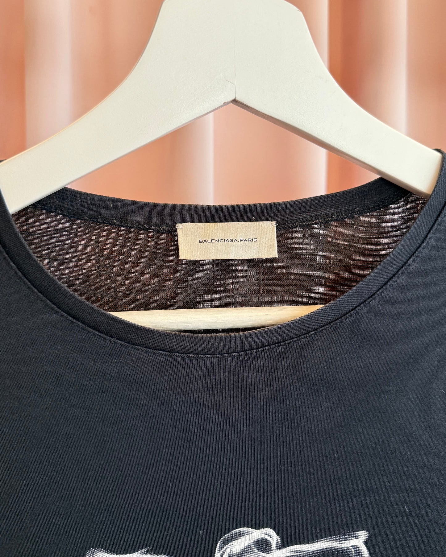 Balenciaga 2009 by Ghesquière Smoke Print Linen Long Sleeve T-Shirt