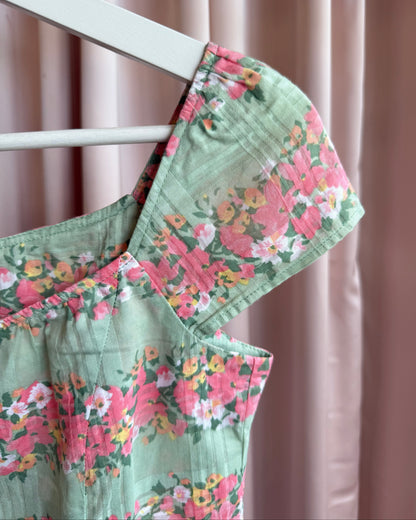 French Brand Floral Print Cotton Milkmaid Top