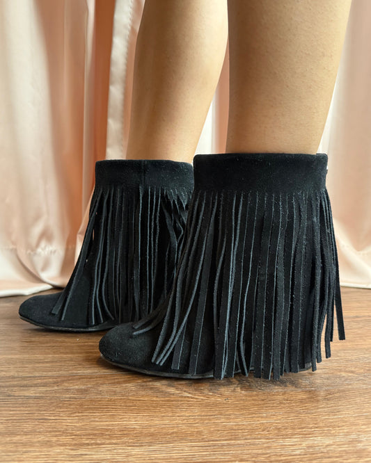 Koolaburra by Ugg Black Suede Fringe Wedge Boots
