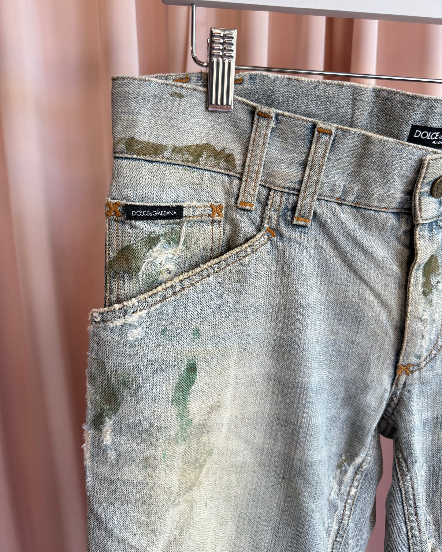 Dolce & Gabbana Distressed Paint Splatter Denim