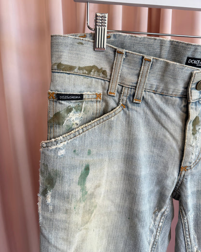 Dolce & Gabbana Distressed Paint Splatter Denim