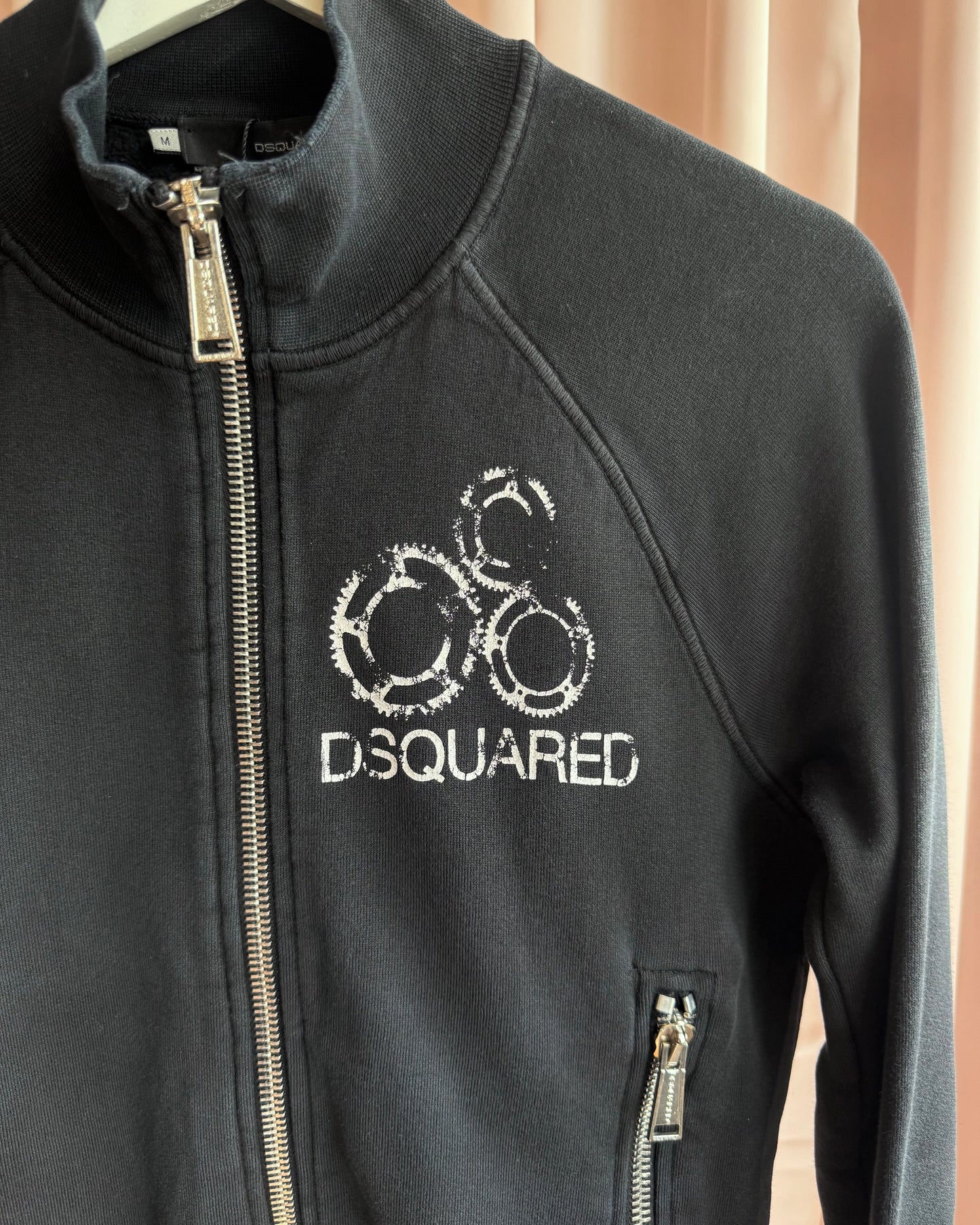 Dsquared² F/W 2007 Gears Print Black Zip Up Sweatshirt