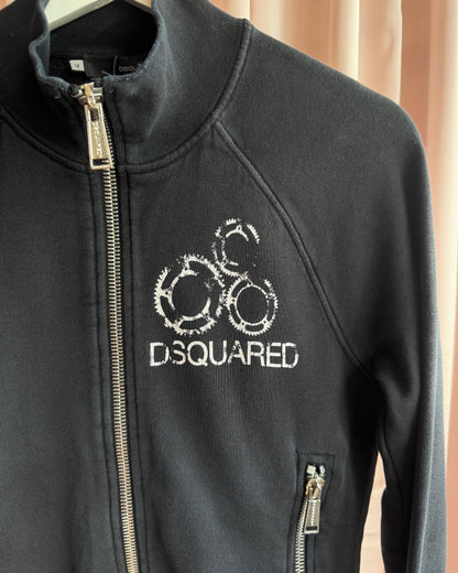 Dsquared² F/W 2007 Gears Print Black Zip Up Sweatshirt