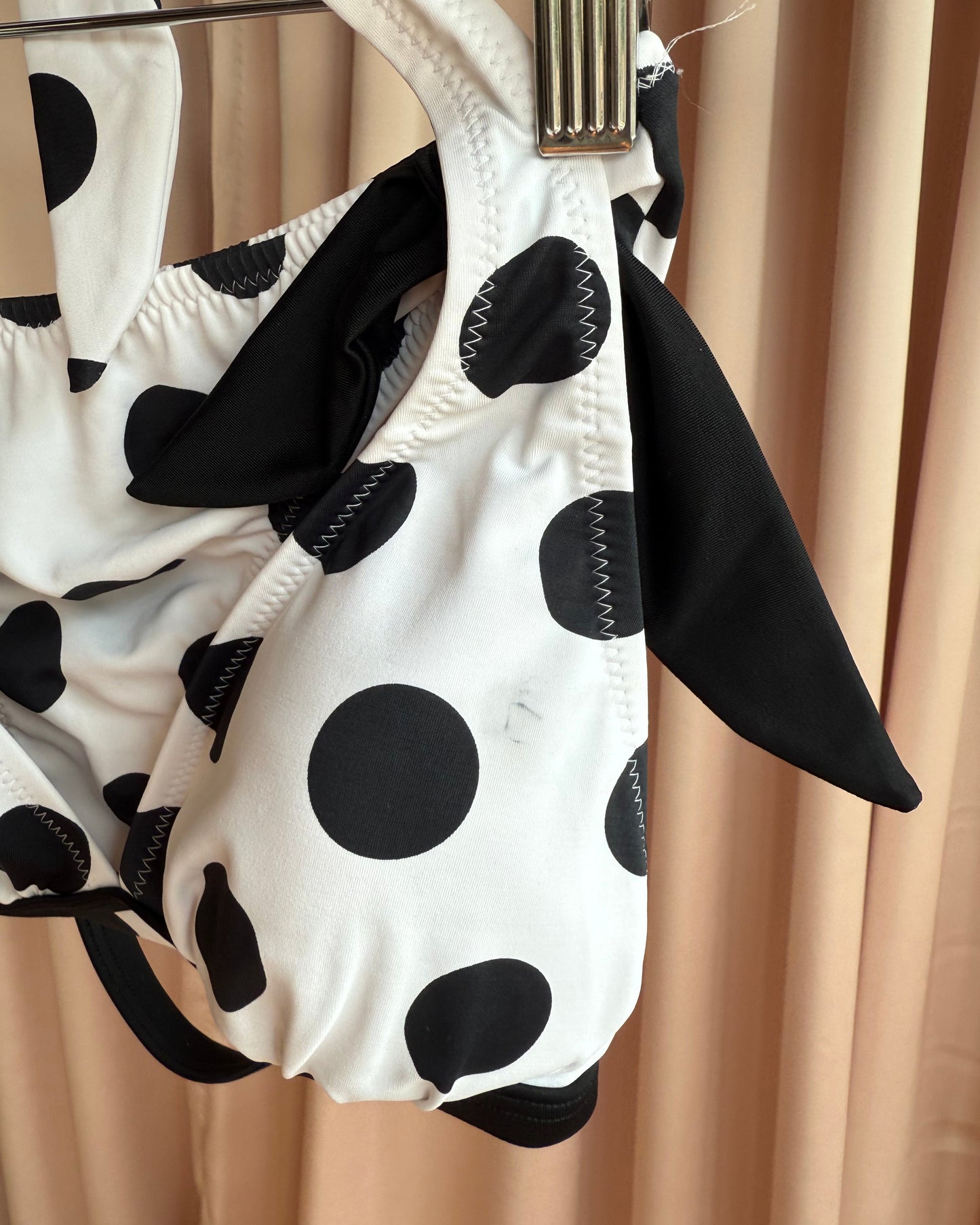 Black & White Polka Dot Halter Bikini