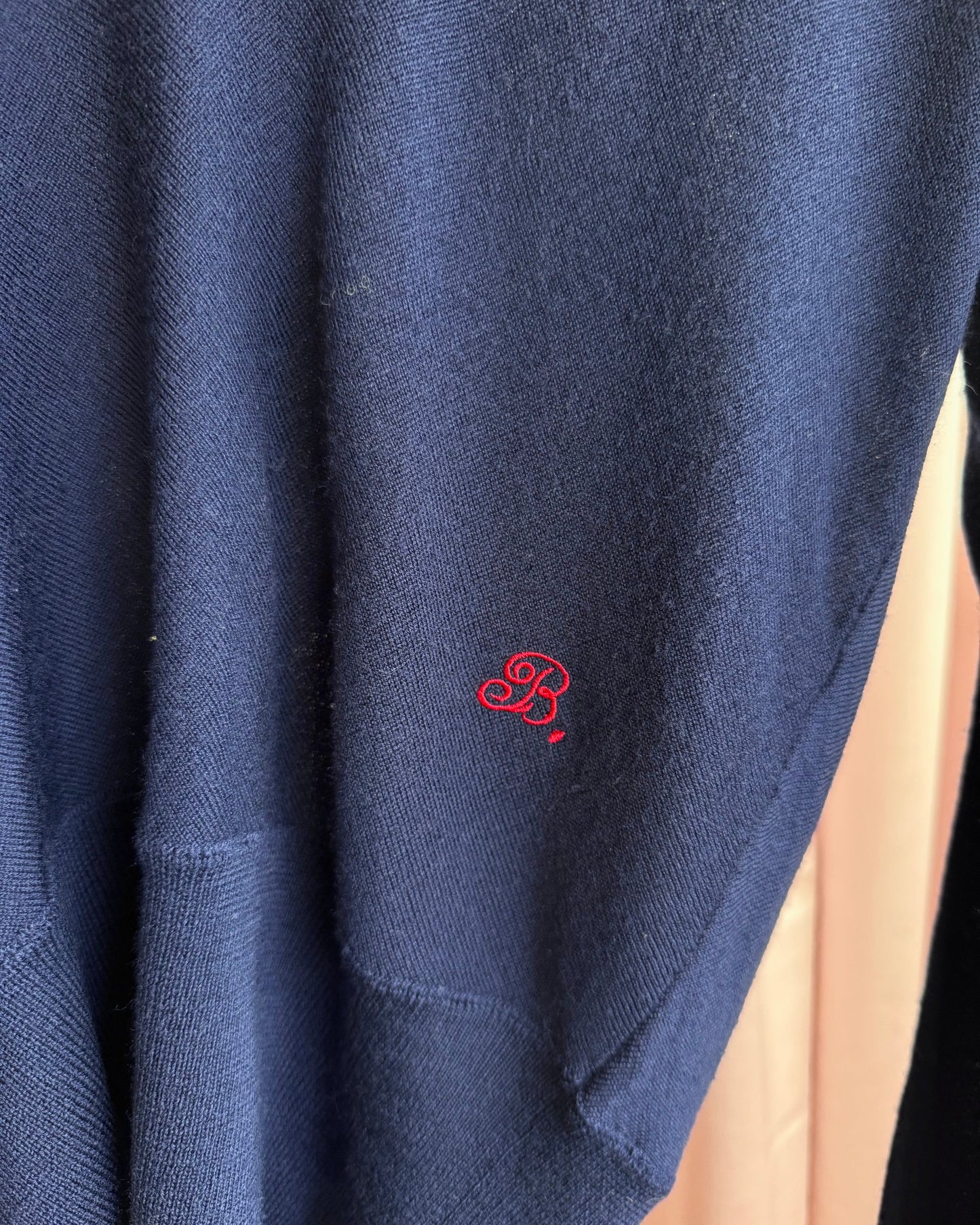 Balenciaga by Nicolas Ghesquière 2006 Logo Embroidered Navy Wool Sweater