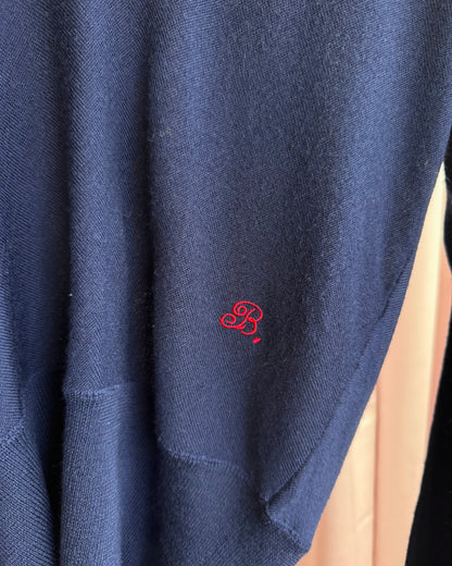 Balenciaga by Nicolas Ghesquière 2006 Logo Embroidered Navy Wool Sweater