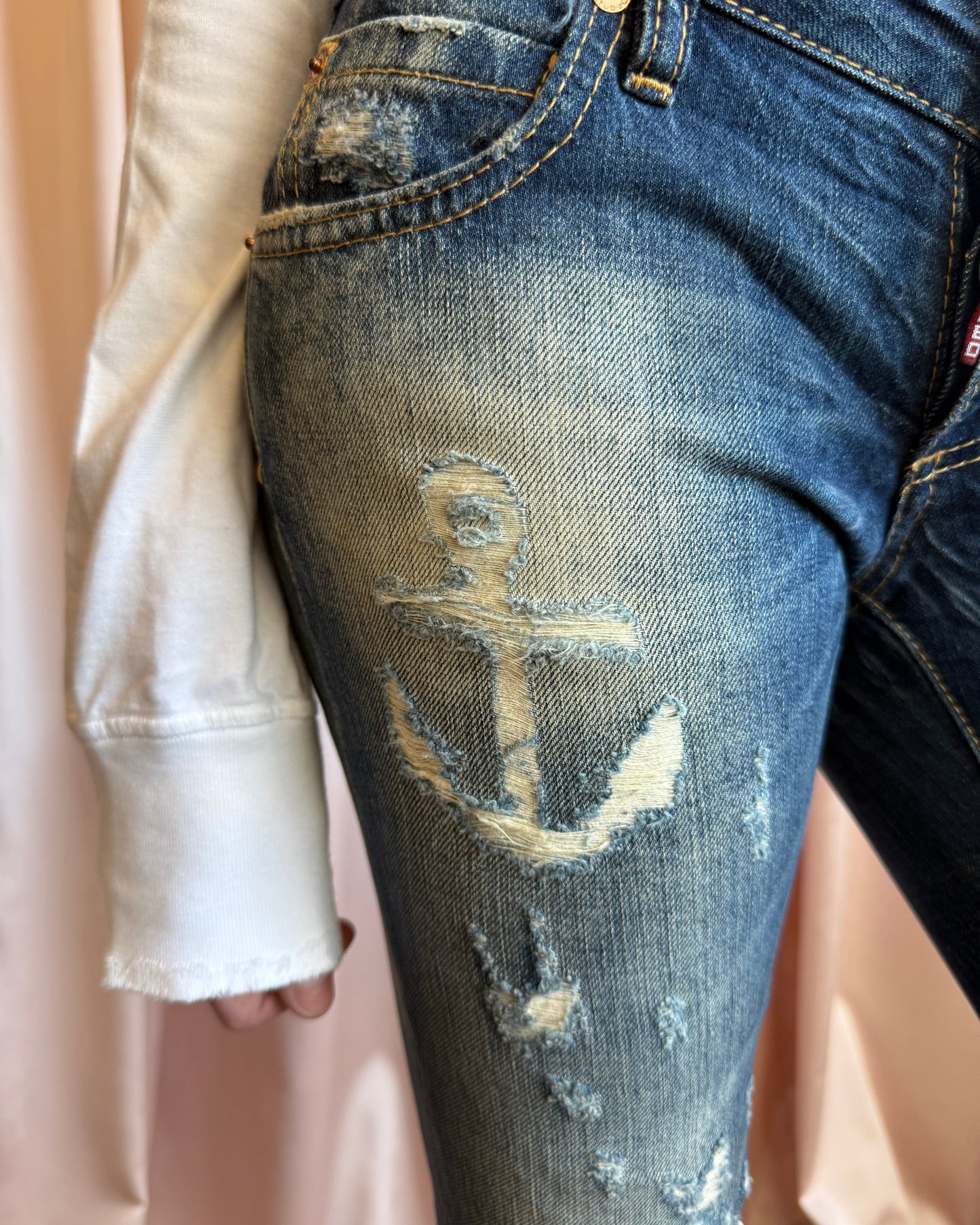 Dsquared² 2013 Distressed Anchor Low Rise Crop Denim