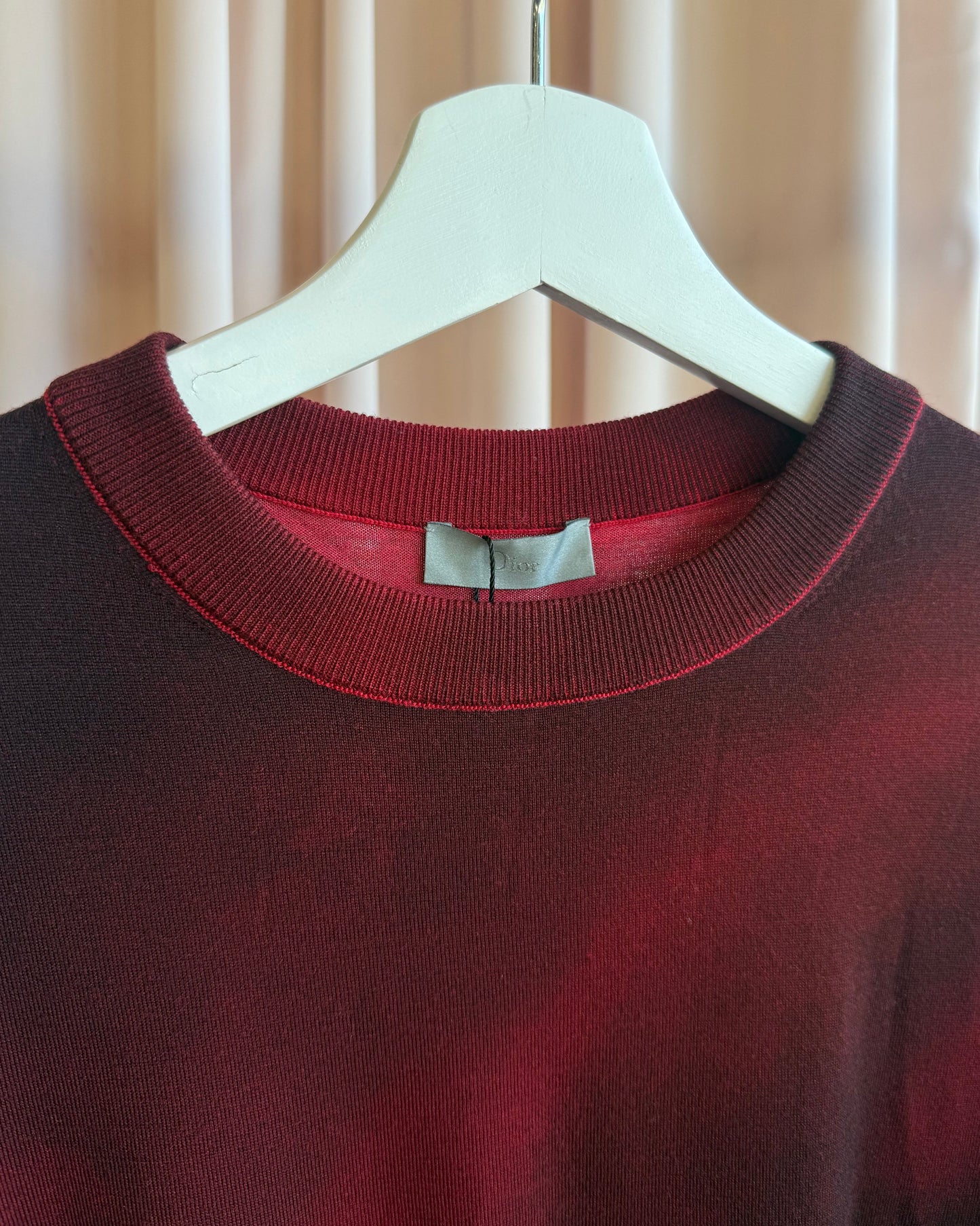 Dior Homme Red & Black Gradient Bee Embroidered Virgin Wool Sweater