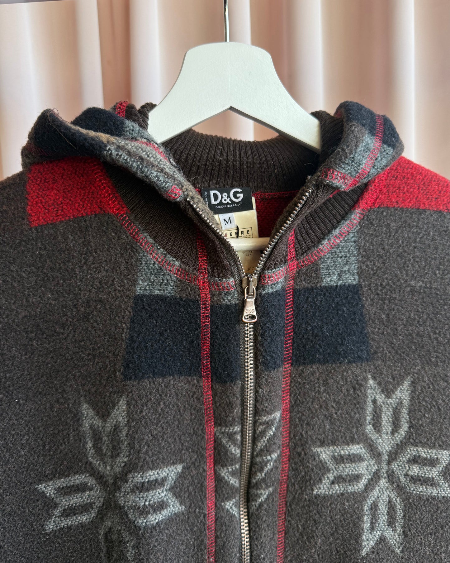 D&G F/W 2004 Nordic Print Wool Blend Knit Zip Up Hoodie