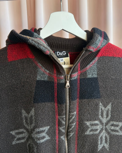 D&G F/W 2004 Nordic Print Wool Blend Knit Zip Up Hoodie