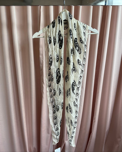 Alexander McQueen White & Black Skull Print Scarf