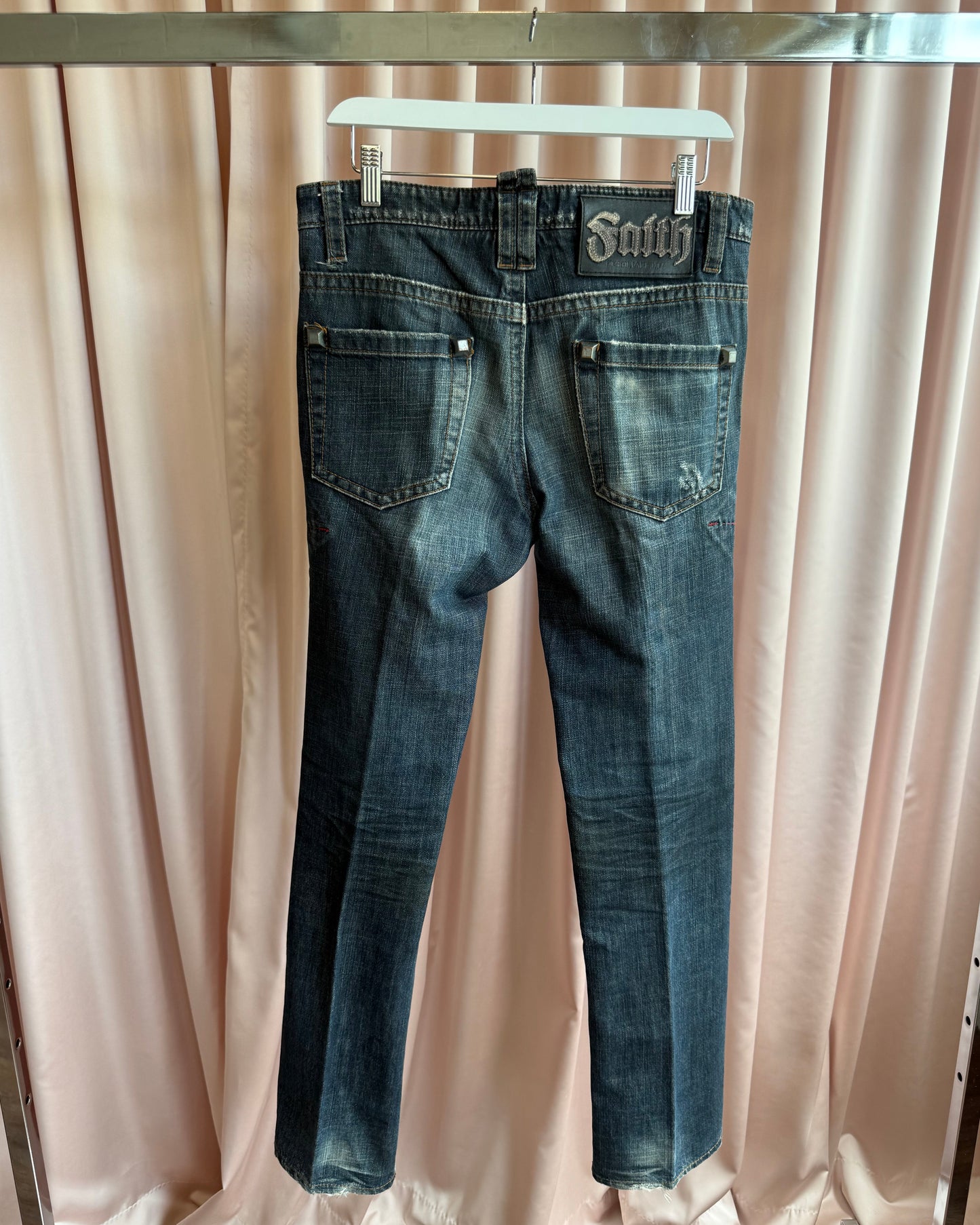 Dsquared² F/W 2005 Distressed Studded "Faith" Patch Denim