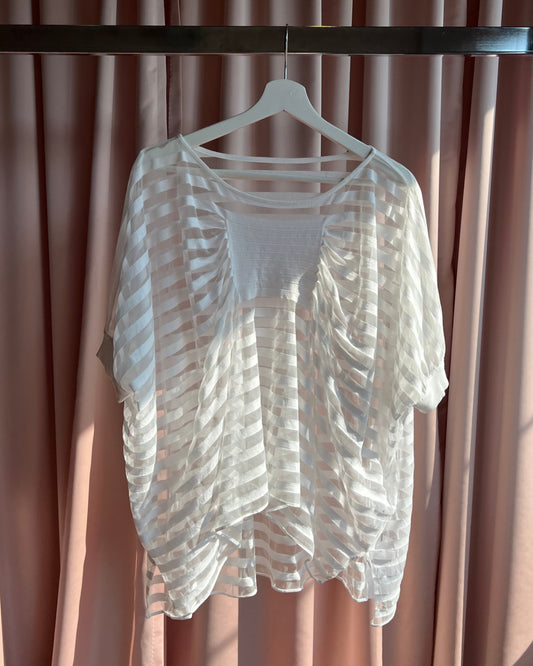 Tsumori Chisato White Sheer Striped Blouse