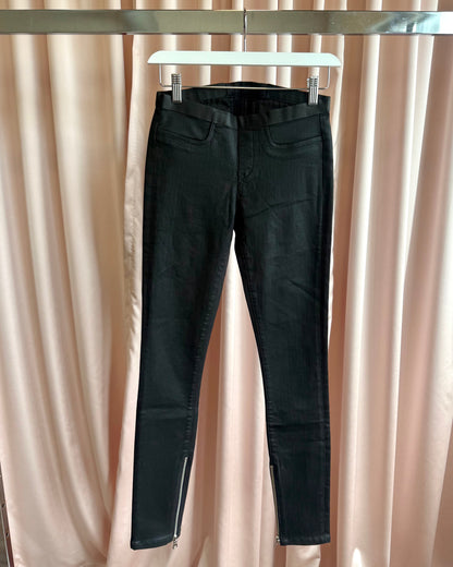 Helmut Lang Coated Black Low Rise Zip Leggings