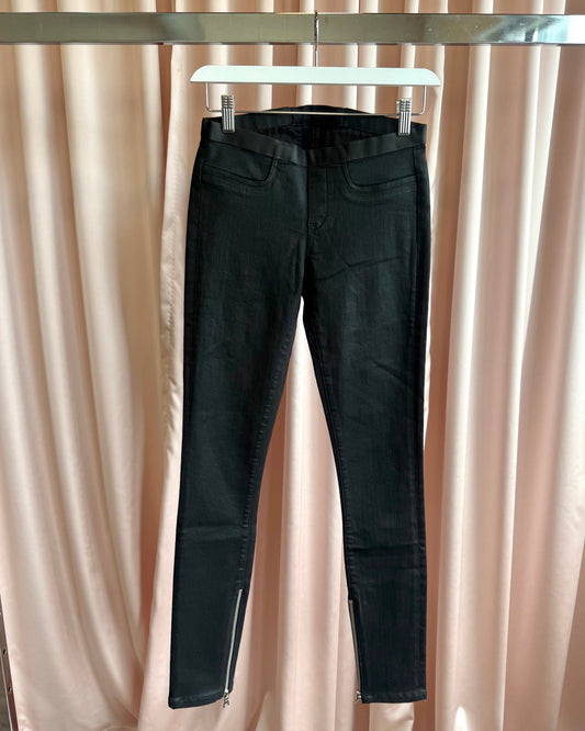 Helmut Lang Coated Black Low Rise Zip Leggings