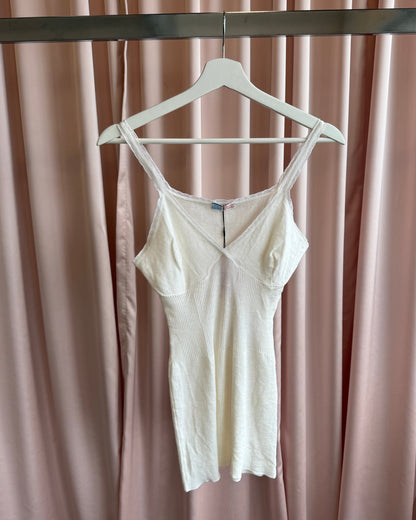 Italian Pointelle Wool Blend Ribbed Tank Top