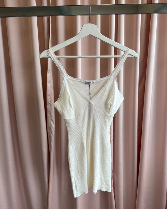 Italian Pointelle Wool Blend Ribbed Tank Top