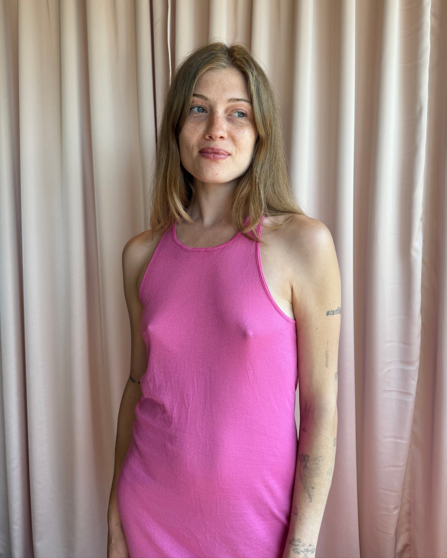 Rick Owens S/S 2023 "Edfu" Pink Tank Maxi Dress