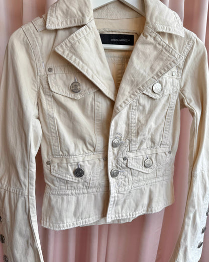 Dsquared² S/S 2004 Cream Bell Sleeve Denim Jacket