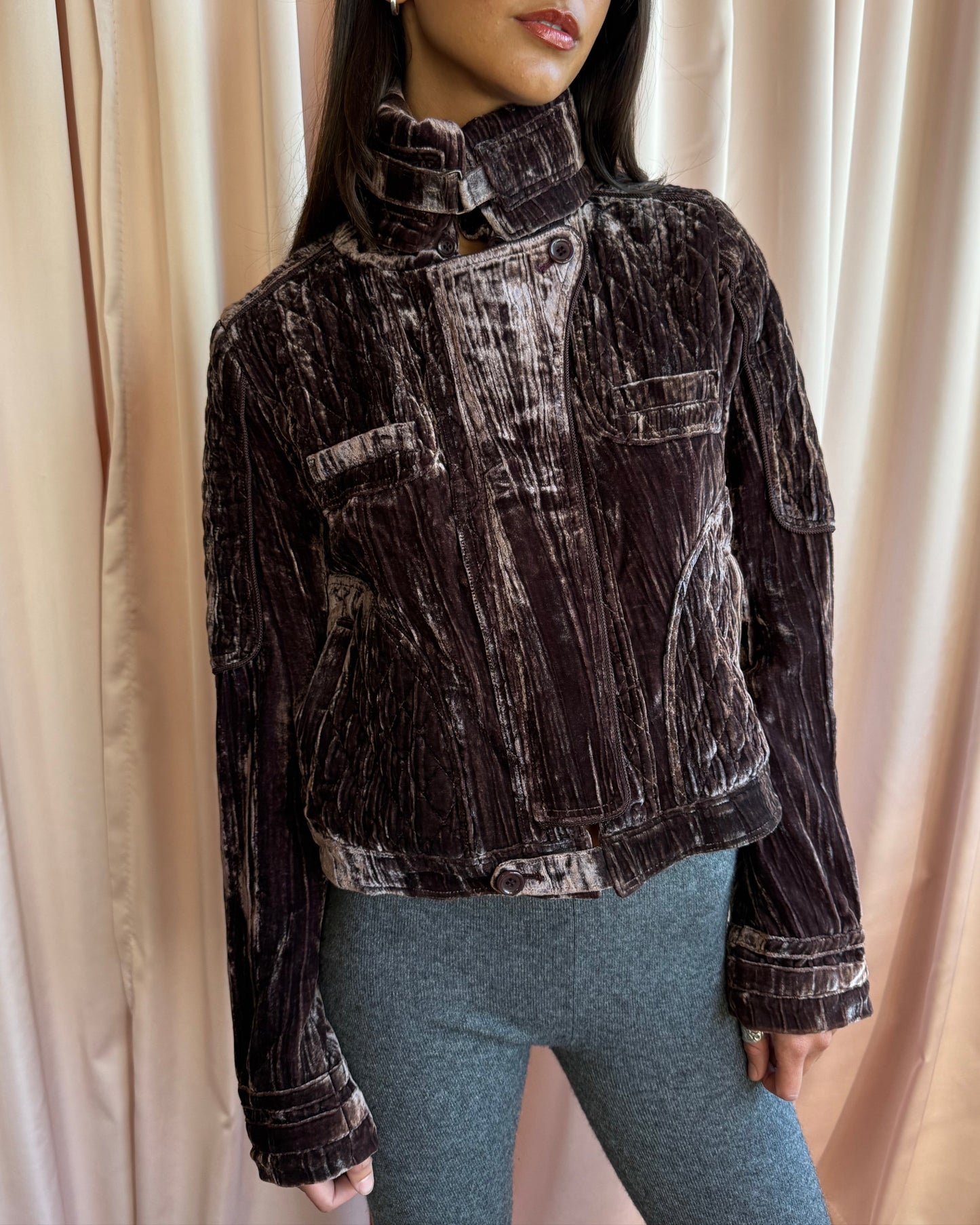 Japanese Brand Eggplant Purple Velour Jacket