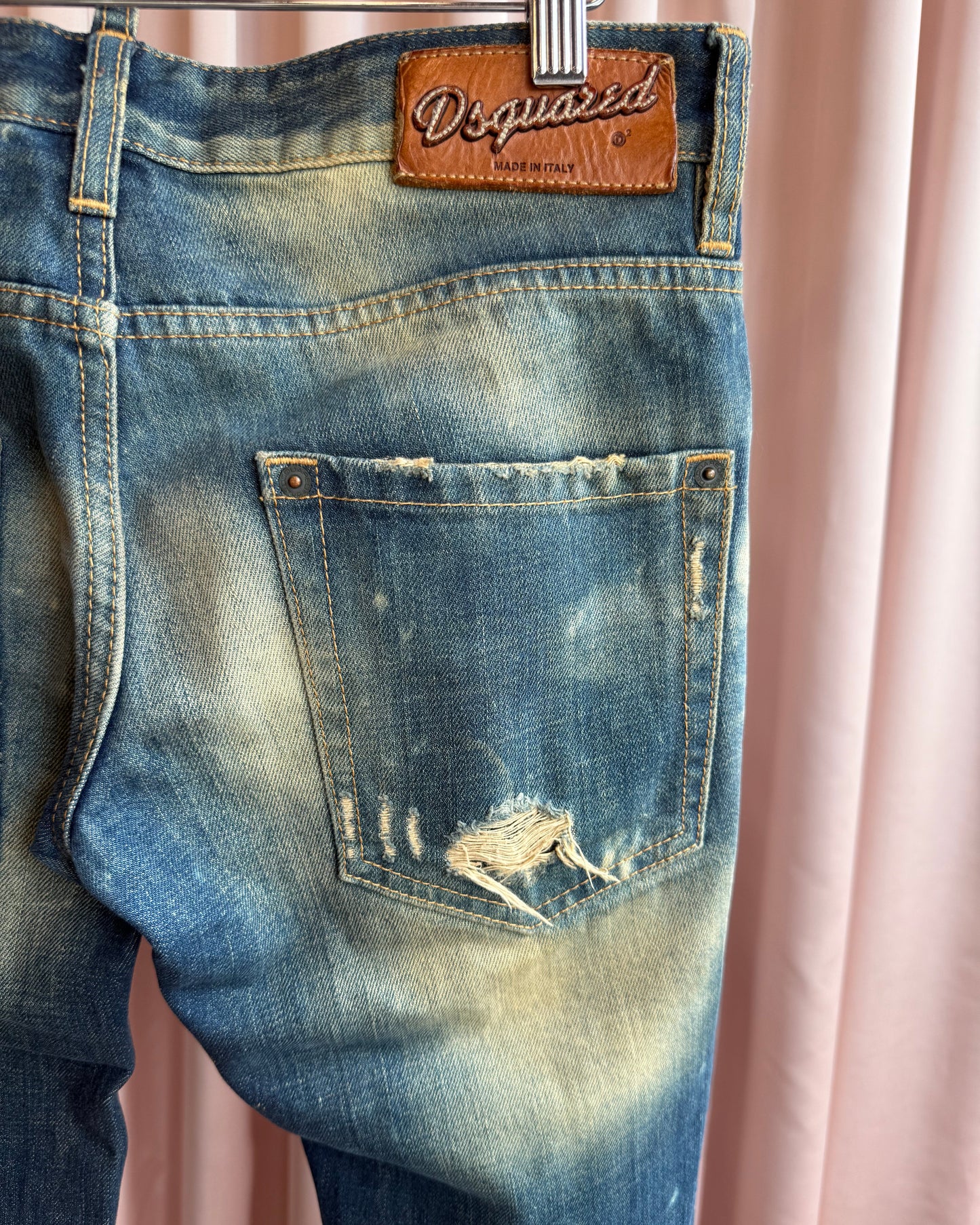 Dsquared² Distressed Bleach Wash Slim Cut Denim