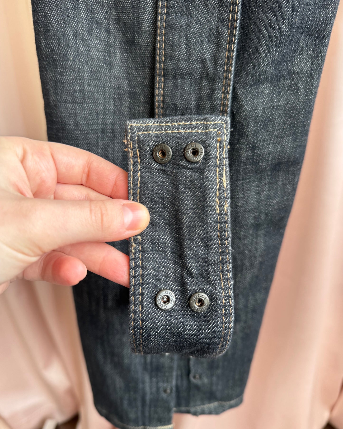 Gucci S/S 2003 Snap Back Dark Wash Slim Cut Denim