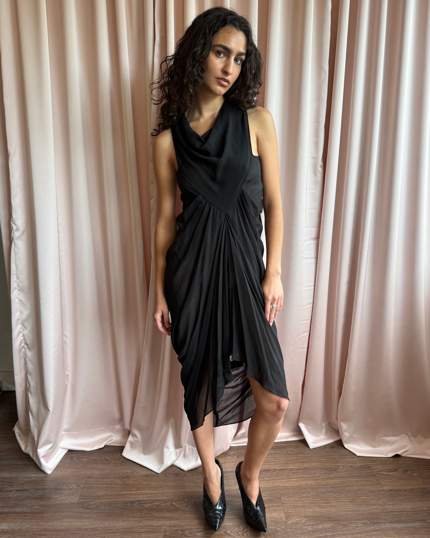 Rick Owens S/S 12 Naska Black Sleeveless Draped Dress