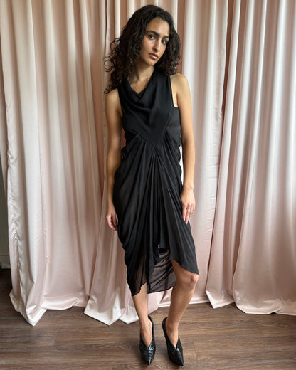 Rick Owens S/S 12 Naska Black Sleeveless Draped Dress