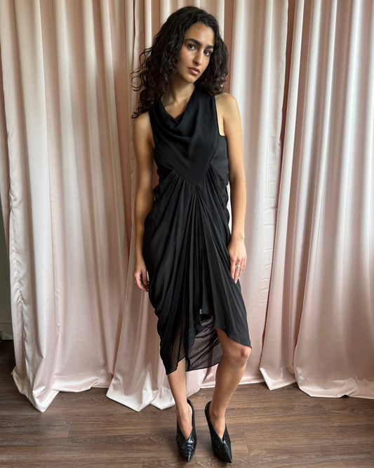 Rick Owens S/S 12 Naska Black Sleeveless Draped Dress