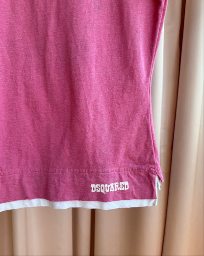 Dsquared² S/S 2005 Pink & White Double Layered Polo Top