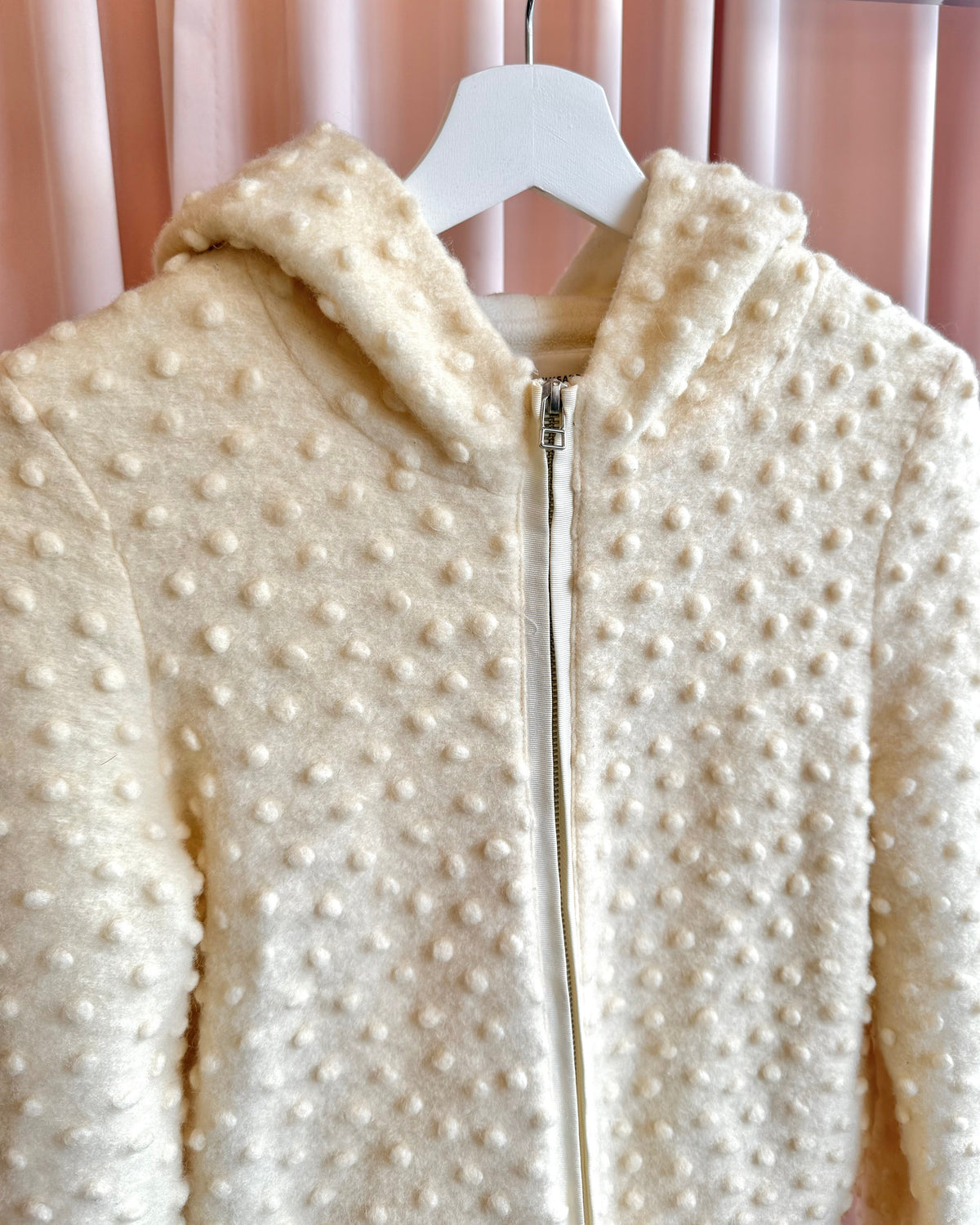 Tsumori Chisato Cream Wool Knit Hooded Jacket