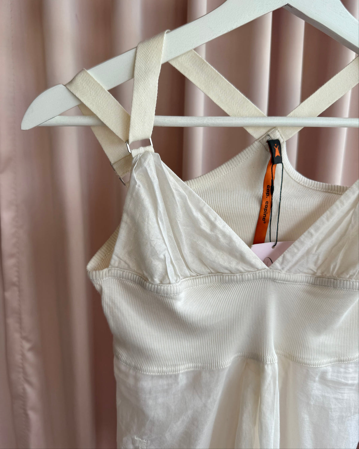 Cop Copine Cream Double Strap Babydoll Heart Top