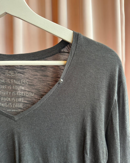 Zadig & Voltaire Charcoal Grey Long Sleeve Top