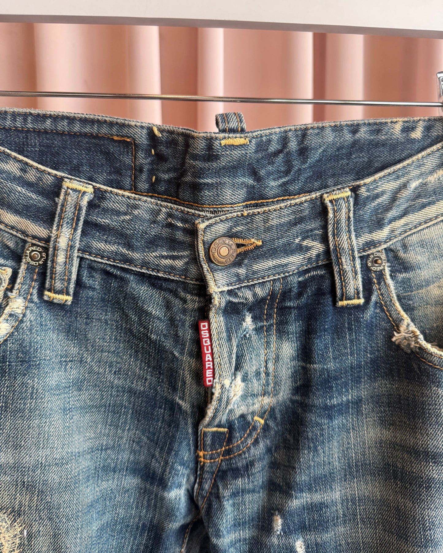 Dsquared² "Dean & Dan" Embroidered Distressed Faded Denim