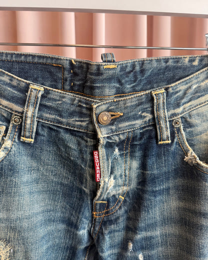 Dsquared² "Dean & Dan" Embroidered Distressed Faded Denim