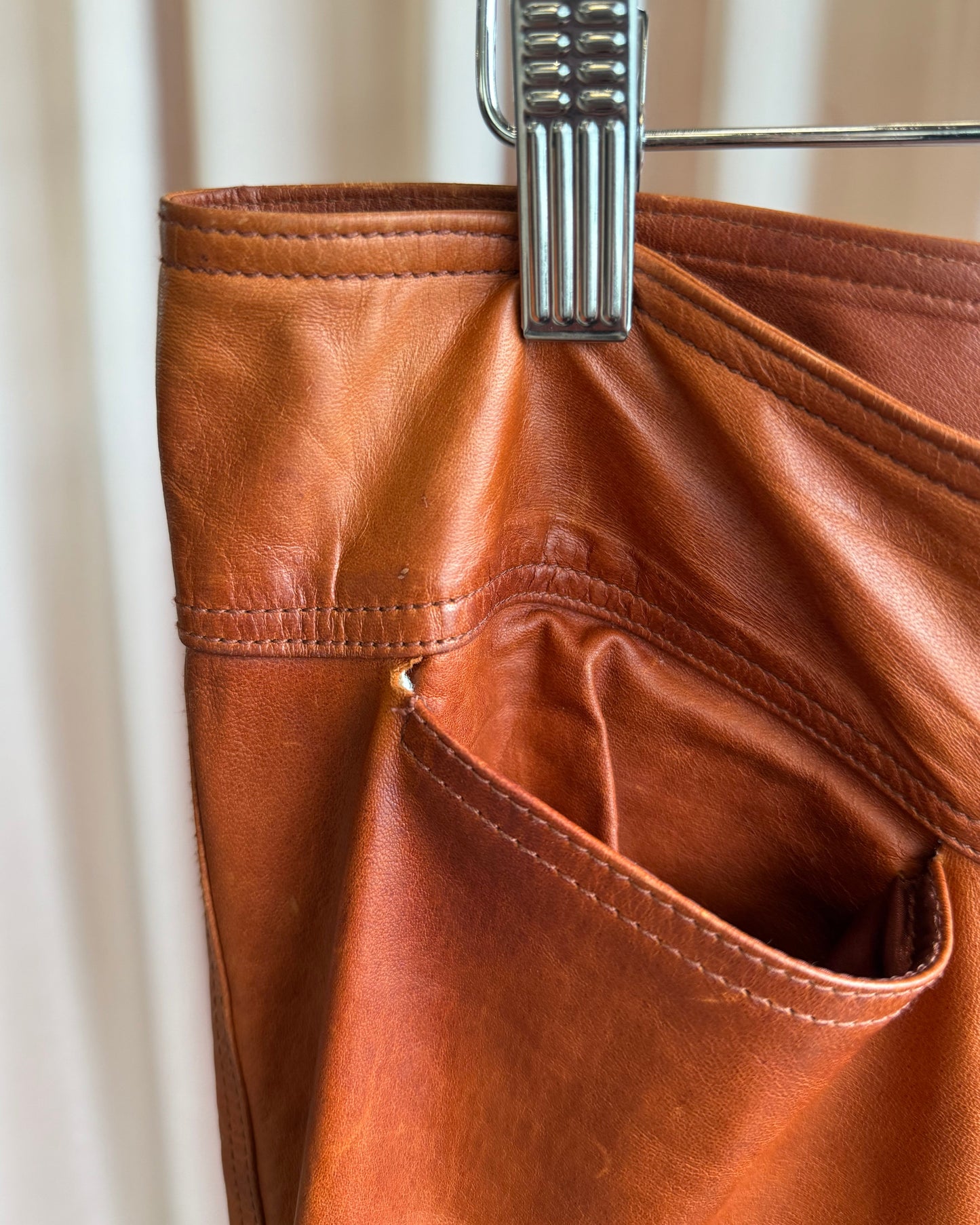 Plein Sud Vintage Burnt Orange Real Leather Pants