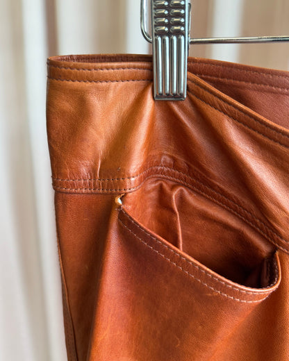 Plein Sud Vintage Burnt Orange Real Leather Pants