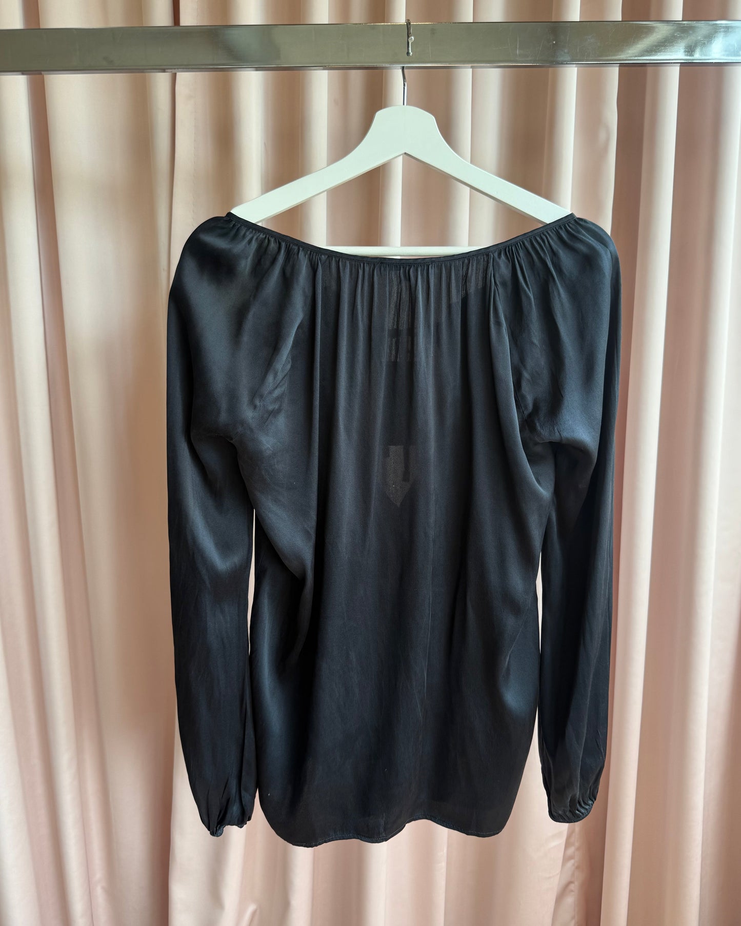 Patrizia Pepe Black 100% Silk Long Sleeve Blouse