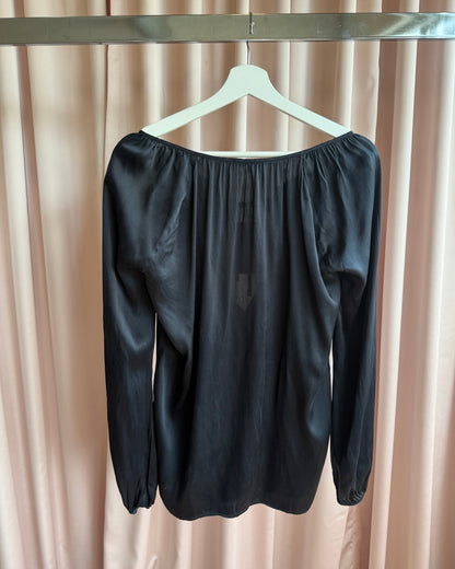 Patrizia Pepe Black 100% Silk Long Sleeve Blouse