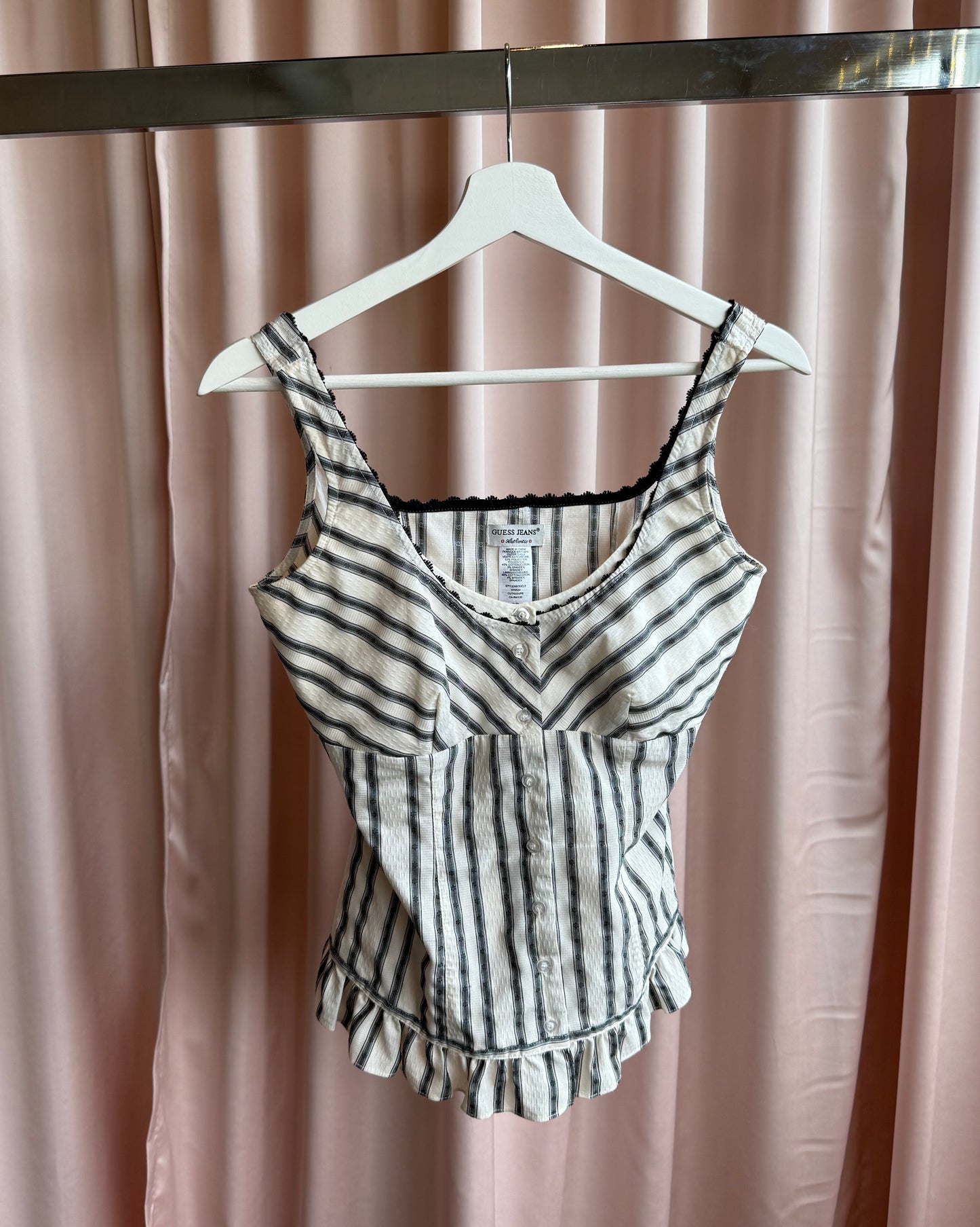 Guess Jeans 2000’s Striped Button Up Bustier Top
