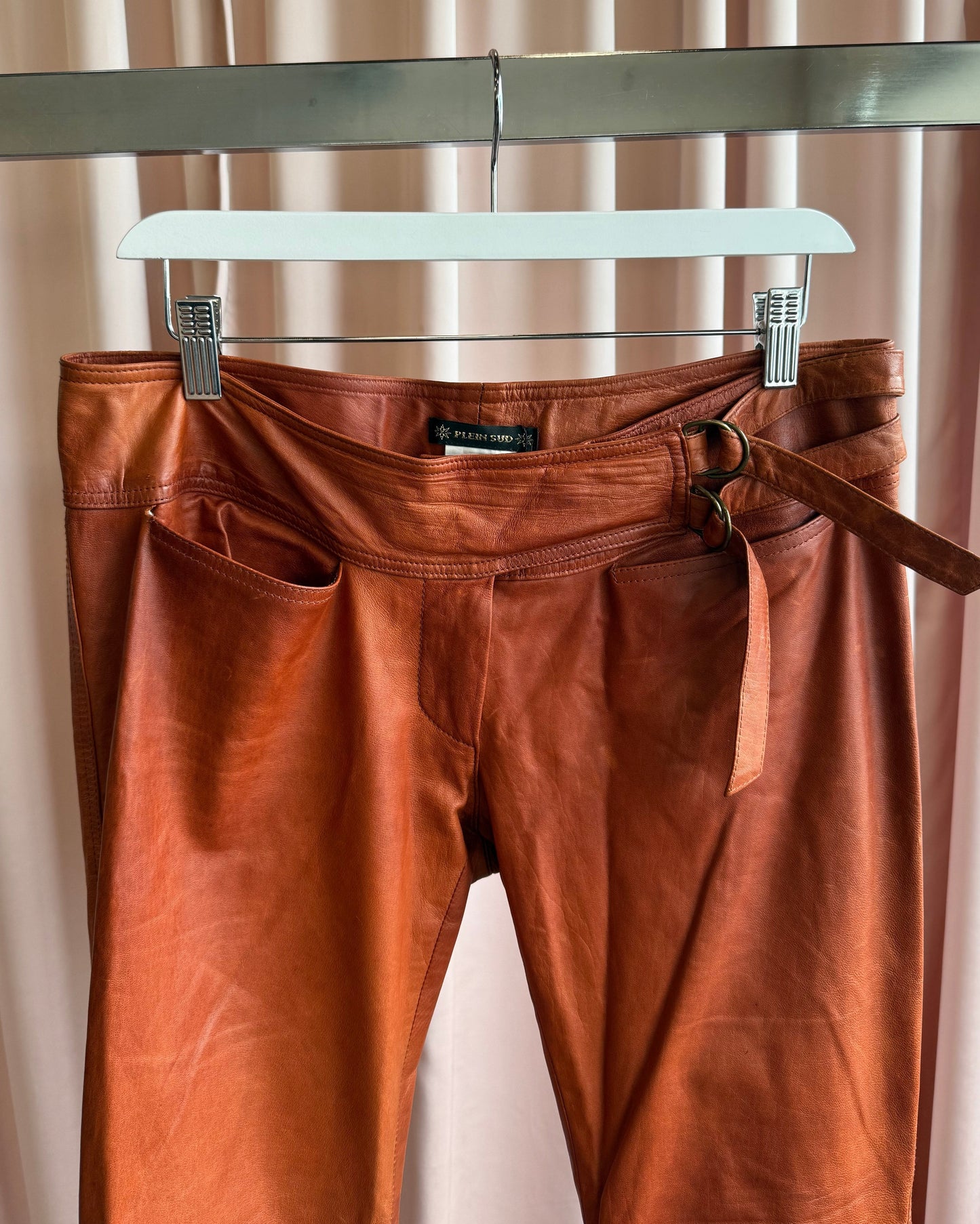 Plein Sud Vintage Burnt Orange Real Leather Pants
