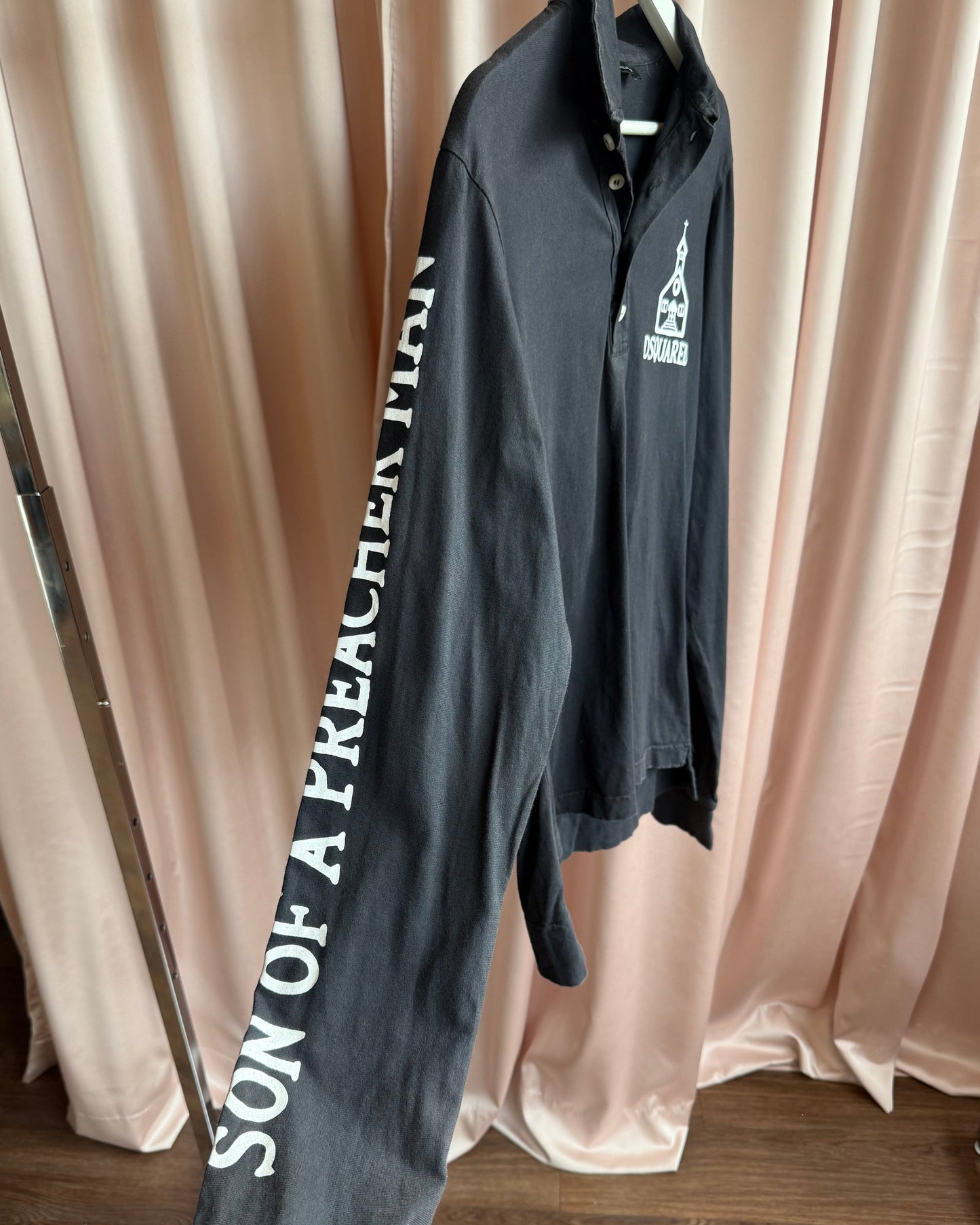 Dsquared² F/W 2005 "Son of a Preacher Man" Black Long Sleeve Polo Shirt