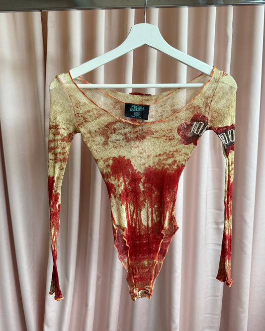 Jean Paul Gaultier S/S 1994 Printed Mesh Bodysuit