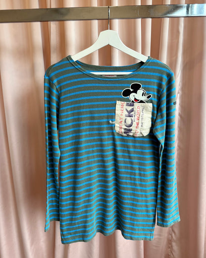 Denim Dungaree x Disney Mickey Mouse Striped Long Sleeve Top