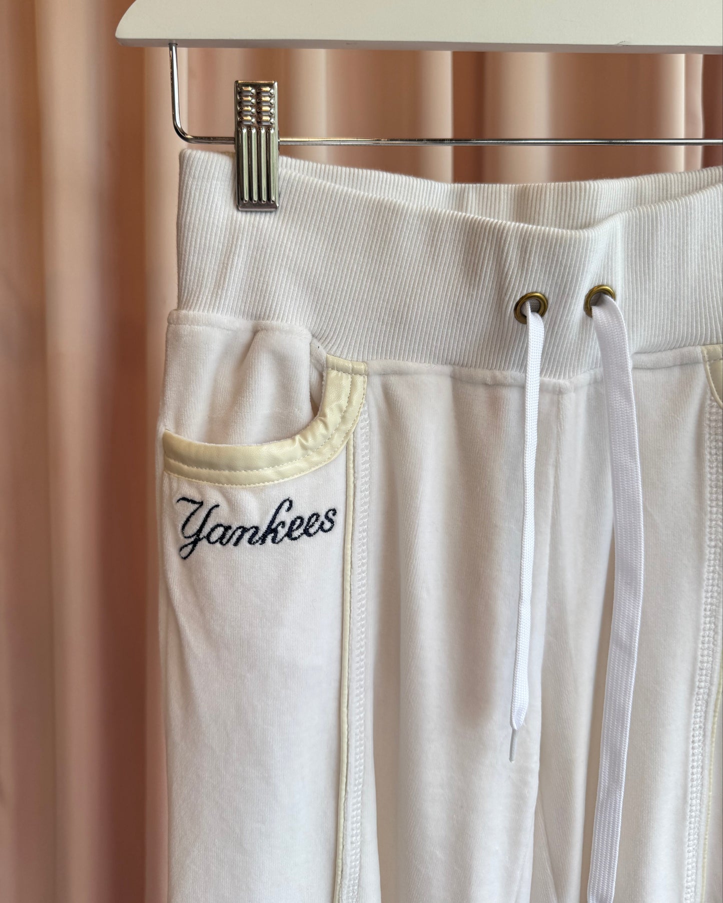 Japanese Brand x MLB NY Yankees White Velour Track Pants