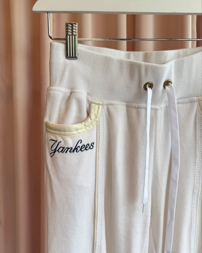 Japanese Brand x MLB NY Yankees White Velour Track Pants