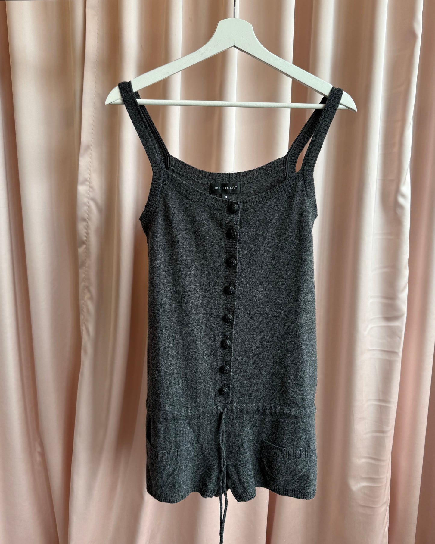 Jill Stuart Grey Button Knit Wool Romper